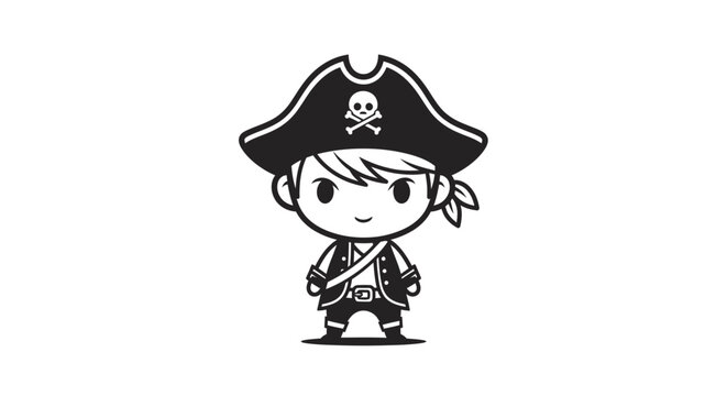 Little pirate boy in cartoon style.