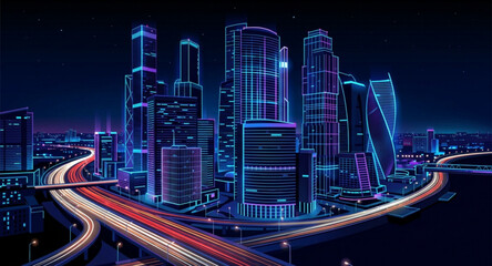 traffic in city at night © Wilda