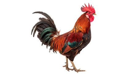 Proud rooster or cockerel standing for nature wildlife farm animal life and poultry agriculture education isolated on transparent background © Pavel
