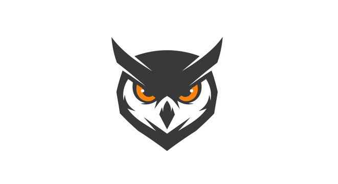 Owl Face with Orange Eyes.