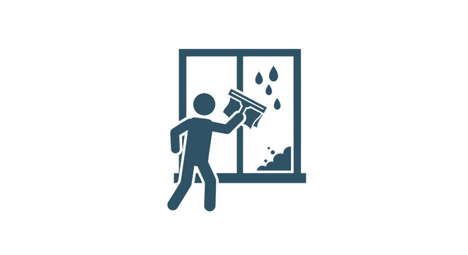 Person cleaning a dirty window pane.