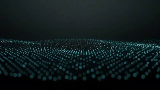 Quantum Wave of Glowing Particle Points on Dark Background