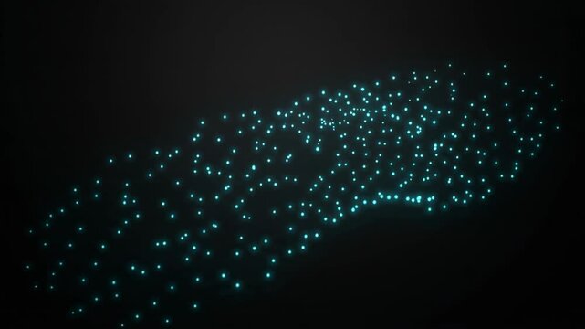 Quantum Particles Forming Abstract Light Cluster on Black Background