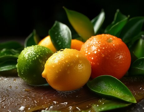 a vibrant close up composition showcasing the crisp sour flavor profile of freshly picked citrus fruit ready for baking or beverage use natural tart refreshing