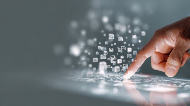 Business people operate the technology interface
