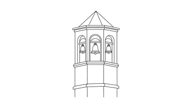 Architectural drawing of a bell tower steeple.
