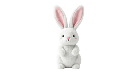 Fototapeta premium Adorable white bunny plush toy with pink ears