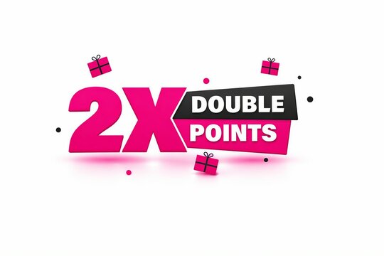 2x double points promotional banner with gift boxes