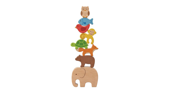 Stacked wooden animal balancing toy for children