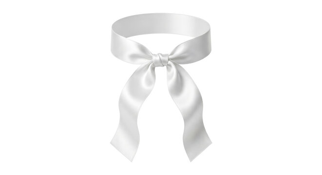 White satin ribbon loop with elegant center knot