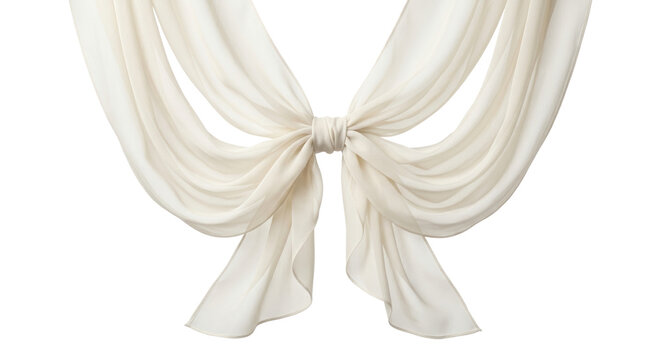 Elegant white chiffon fabric drape with center knot