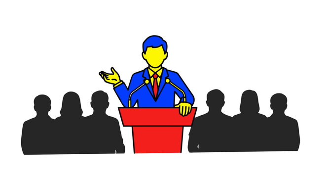 A man giving a speech to an audience.