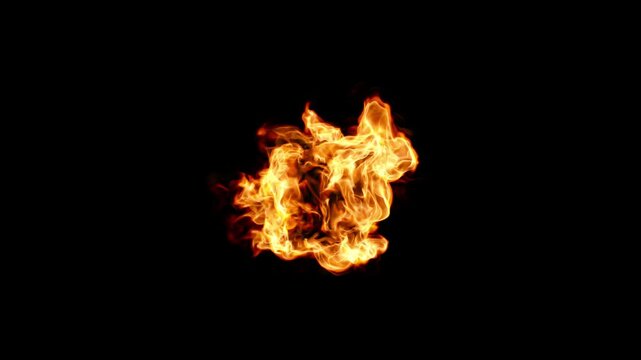 Dynamic Fire Burst Effect With Looping Motion on Black Screen