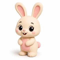 Obraz premium Charming cartoon bunny rabbit figurine with long pink ears toy animal adorable