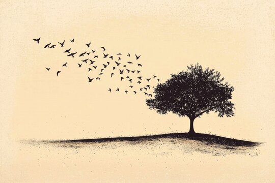 Illustration depicting the parable of the mustard seed from the Bible.