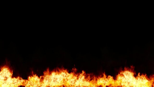 Bright Orange and Yellow Flames Burning on Black Endlessly Looping
