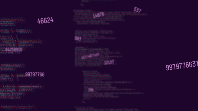Cam shift starting central code columns shifting while numbers orbiting glitching showing data flow