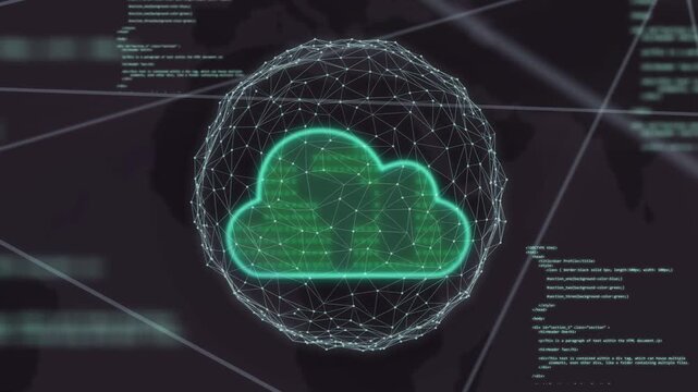 Neon cloud growing filling grid while shell rotating sweeping beams causing pulses showing live net