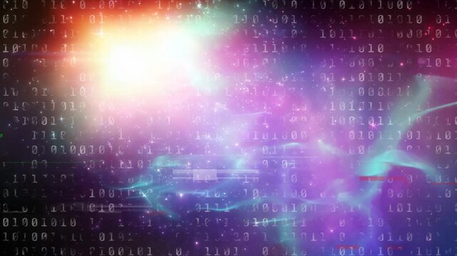 On bloom pulse binary digits flowing teal streams drifting glitches flashing showing streaming data