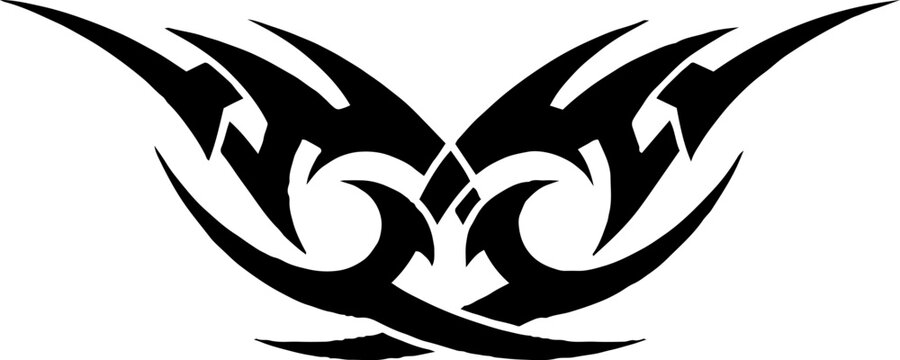 Symmetrical Tribal Tattoo Design with Sharp Curved Lines