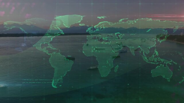 Holographic green map fading in, pulsing rings moving toward Australia or Pacific to highlight regio