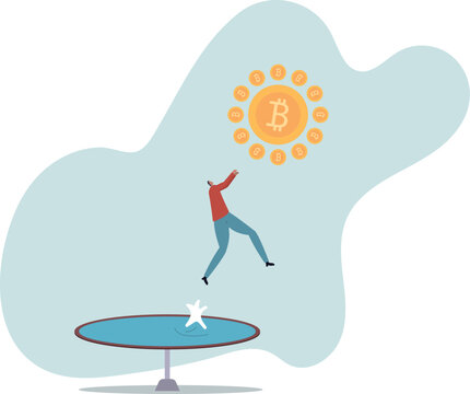 Bitcoin price rebound, crypto currency bounce back to rising up after falling down . human life and situation.