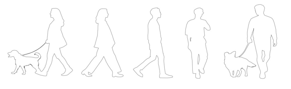 Architectural people/ character in elevation view - 2D- transparent png- walking men and women- Stylish and fashionable people