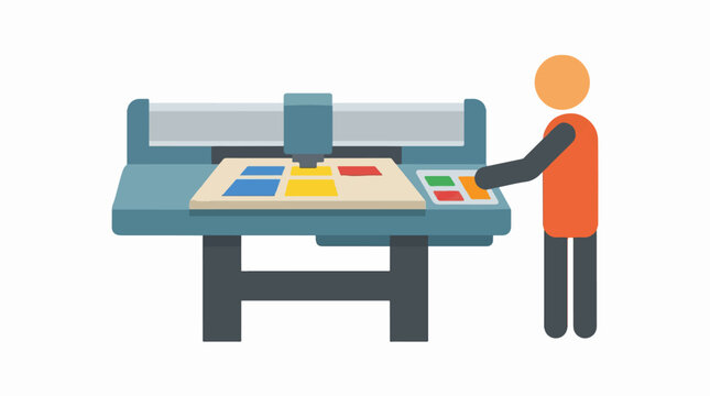 Industrial printing machine operator at workstation