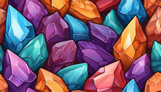 colorful crystal gemstones seamless tile pattern background hd