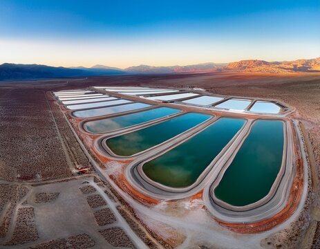 aerial view lithium mine evaporation ponds nevada