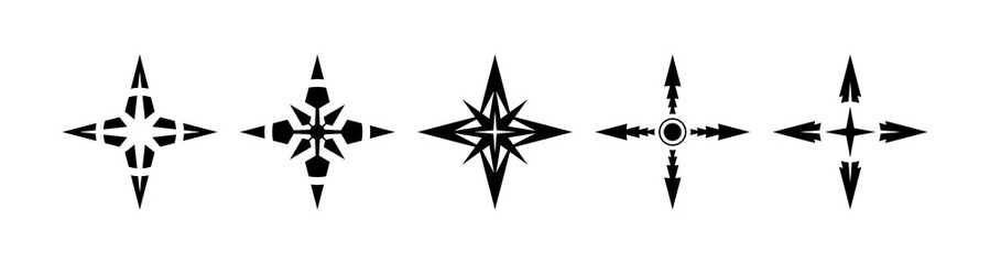 Obraz premium Black compass sign symbol for map
