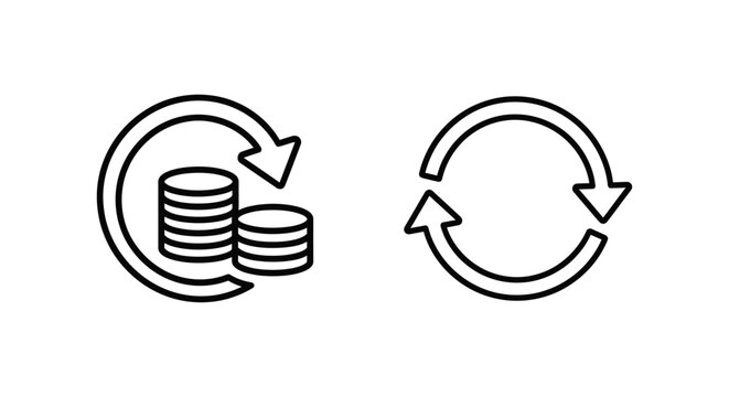 Full refund and return shopping policy icons with shopping commerce business exchange customer transaction reimbursement shipping delivery logistics interface minimalist monochrome