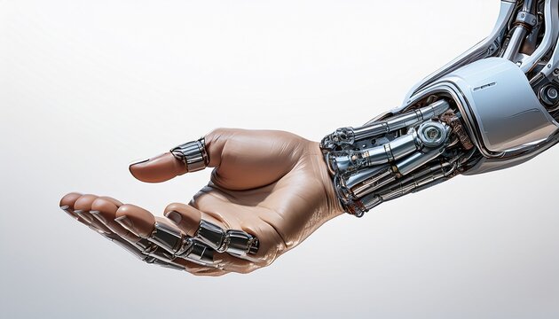 robot arm and hand png cyborg holding with open palm white background or white background hd