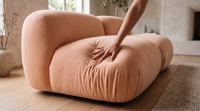 Soft memory foam sofa with hand indentation squish-core