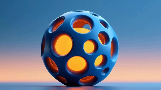 Blue hollow sphere with circular holes