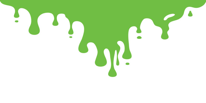 Green paint drips on white background