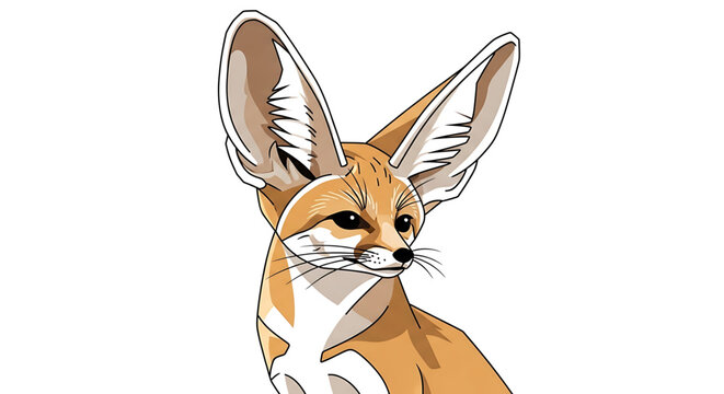 Illustration of a cute fennec fox with large ears