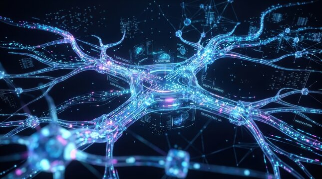 Digital Data Network with AI Algorithm Technology Visualization