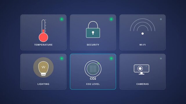 Animated smart home interface with monitoring features. 4K Video