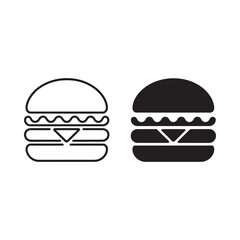 Fototapeta premium Hamburger icon set black and white linear illustration