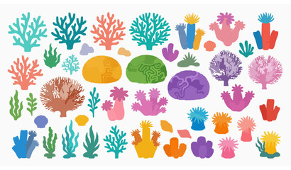 Coral element vector illustration collection underwater reef set © abdul
