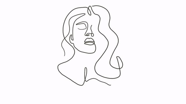 
Elegant Woman Face with Flowing Hair