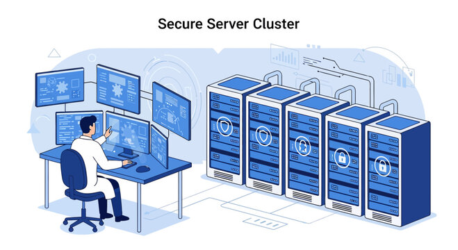 Secure Server Cluster with Technician Monitoring Data