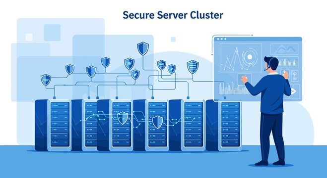 Secure Server Cluster Network Security Data Center Concept - Futuristic Tech