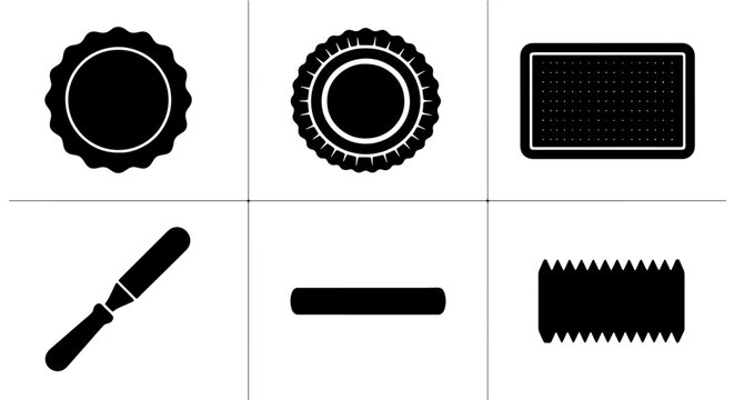 Baking Tools Vector Icons Set: Cookie Cutters, Spatula, Rolling Pin, and More for Culinary Design