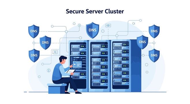 Secure Server Cluster with DNS Shields and IT Specialist