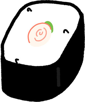 Cute Narutomaki Sushi Roll Illustration, Kawaii Fish Cake Maki PNG Clipart