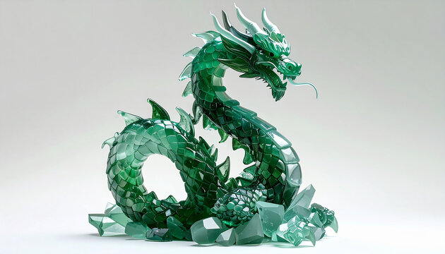 Green dragon sculpture studio shot