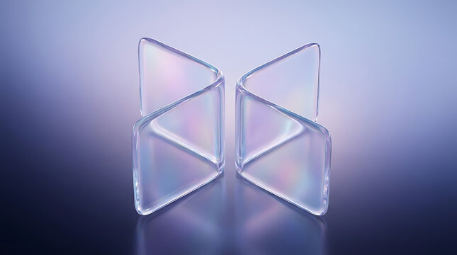Geometric glass x design on reflective surface