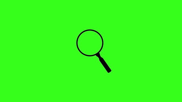 Magnifying Glass Icon Searching Animation on Green Screen Background